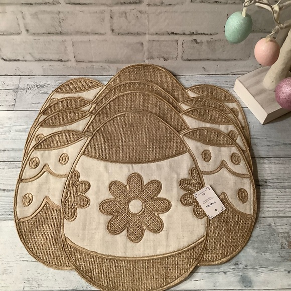 Feuille 4 Pc Easter Egg Burlap Placemats - Picture 4 of 4